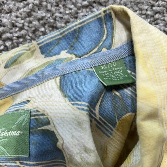 Tommy Bahamas Men's Sz Extra Large Yellow Casual Hawaiian Silk Floral - Picture 6 of 8